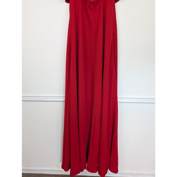 Jill Stuart Dress BHLDN Iva Crepe Gown Maxi Formal Evening Elegant Red Size 12 - Picture 8 of 12